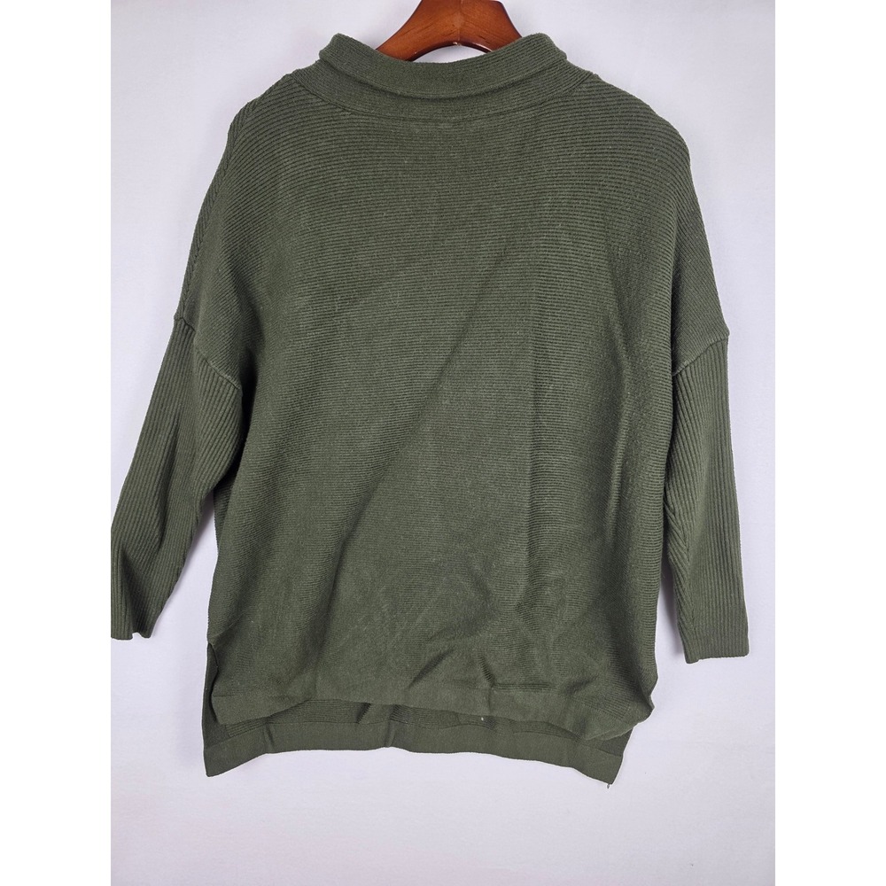 Lillusory Womens Forest Green Ribbed Oversized Mock Neck Knit Sweater Pullover